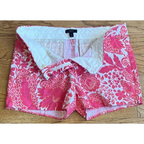 J Crew Women’s Pink White Floral Cotton Spandex Shorts Size 10 - Picture 4 of 8